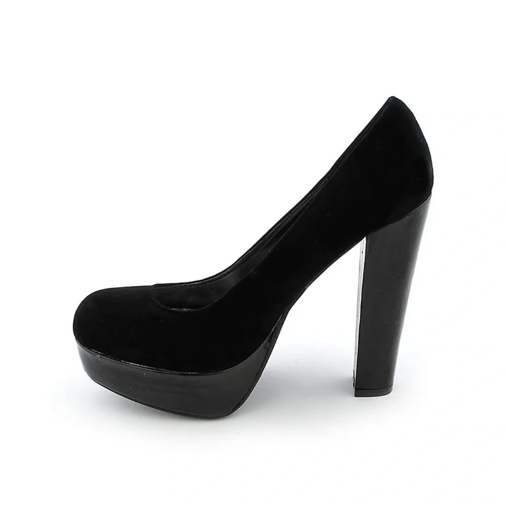 Alice + Olivia Black Platform Pump with High Block Heel